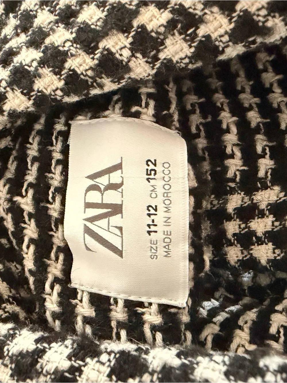 Zara Girls Black & White Houndstooth Button-Front Shacket